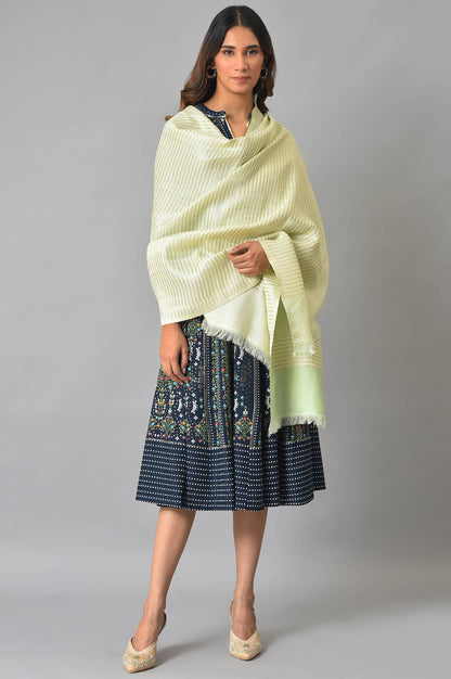 W for Woman Light Green Stripe Lurex Shawl