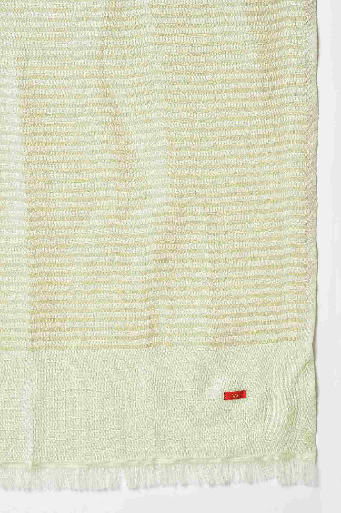 W for Woman Light Green Stripe Lurex Shawl