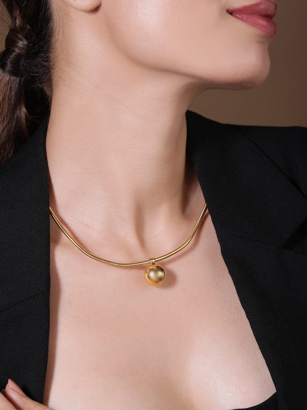 Polished Sphere Radiant Stainless Steel Necklace