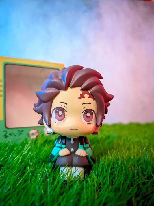 Demon Slayer Kimetsu No Yaiba Kamado Tanjiro Sitting Action Figure | 10 Cms |
