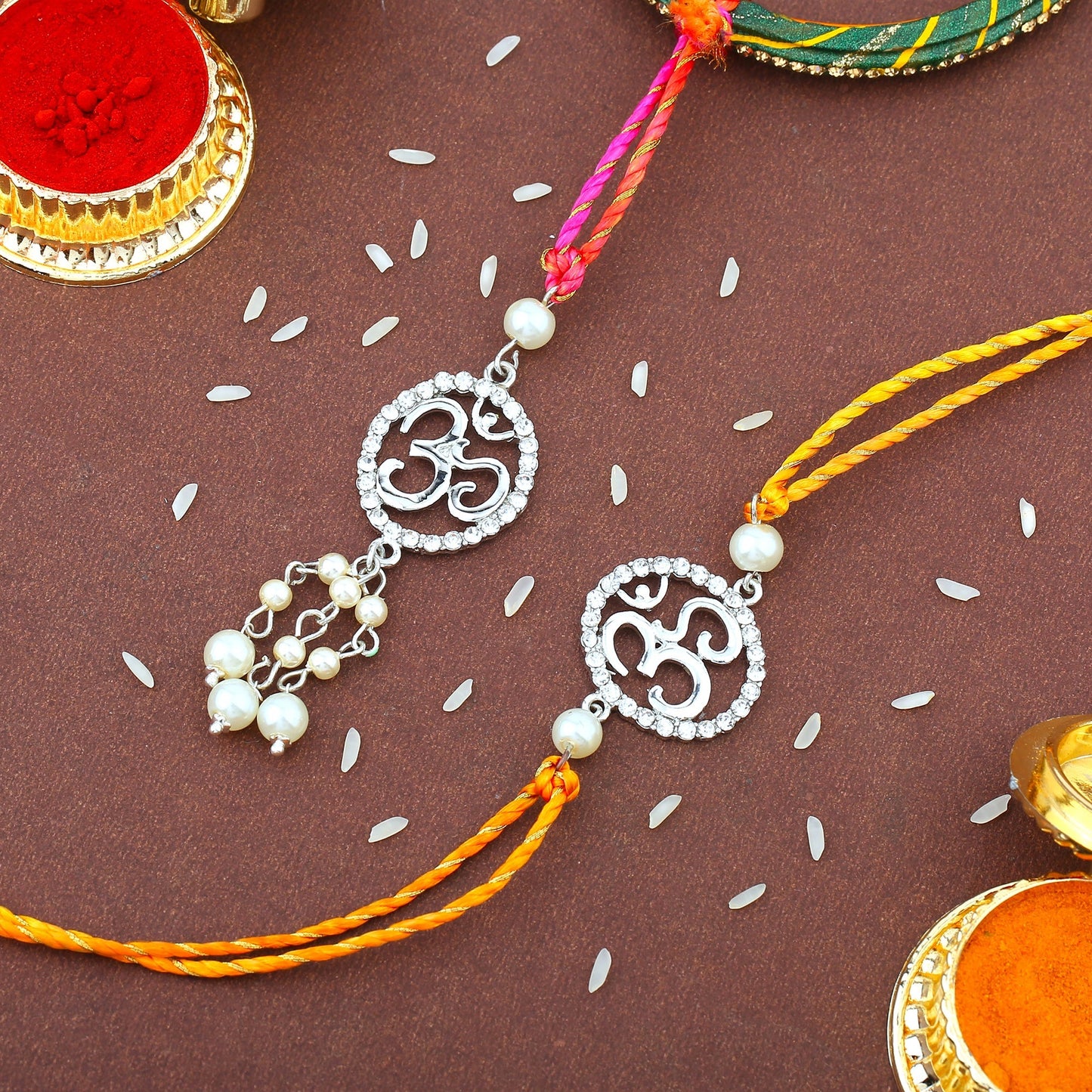 Oval Om Crystal Bhaiya Bhabhi Rakhi