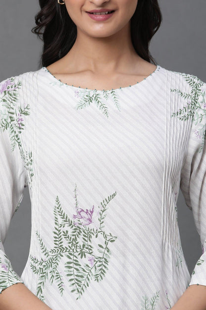 W for Woman Ecru Straight Printed Kurta And Pants Set