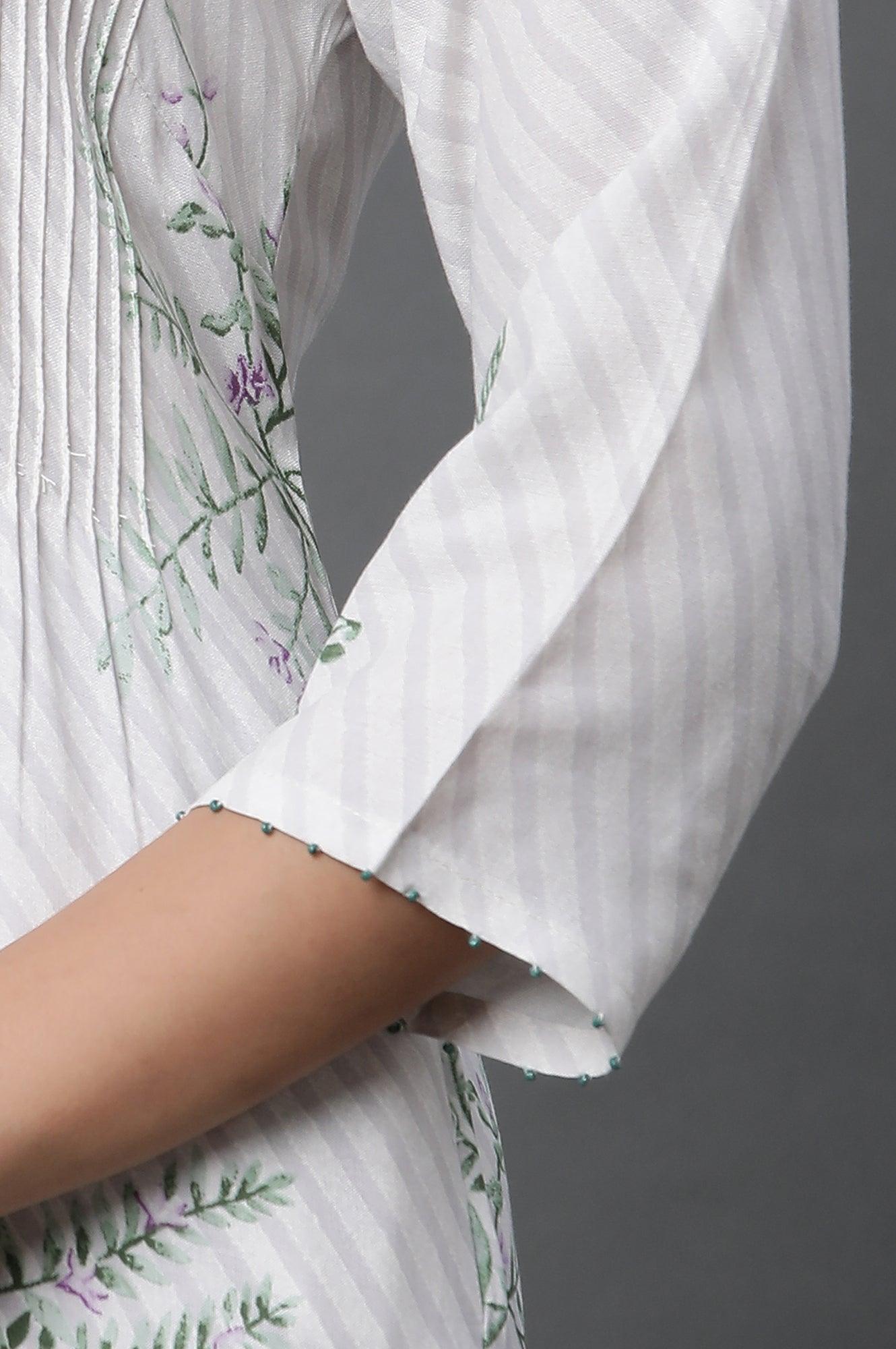 W for Woman Ecru Straight Printed Kurta And Pants Set