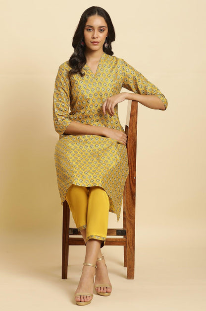 W for Woman Mustard Yellow Glitter Printed Kurta Set