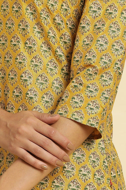 W for Woman Mustard Yellow Glitter Printed Kurta Set