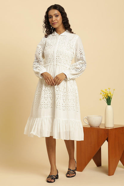 W for Woman Ecru Schiffli Western Dress