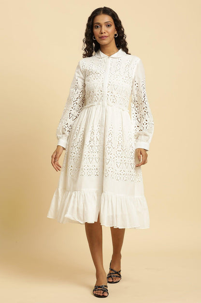 W for Woman Ecru Schiffli Western Dress