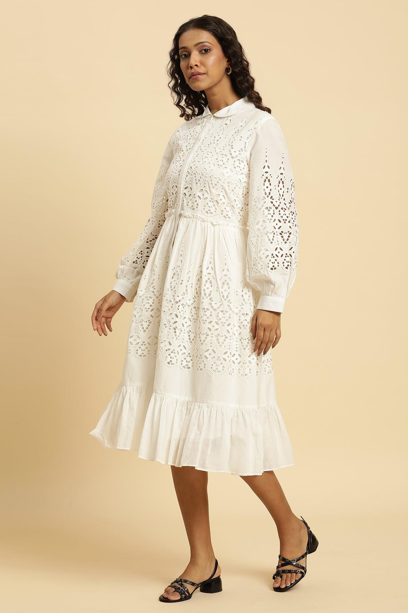 W for Woman Ecru Schiffli Western Dress