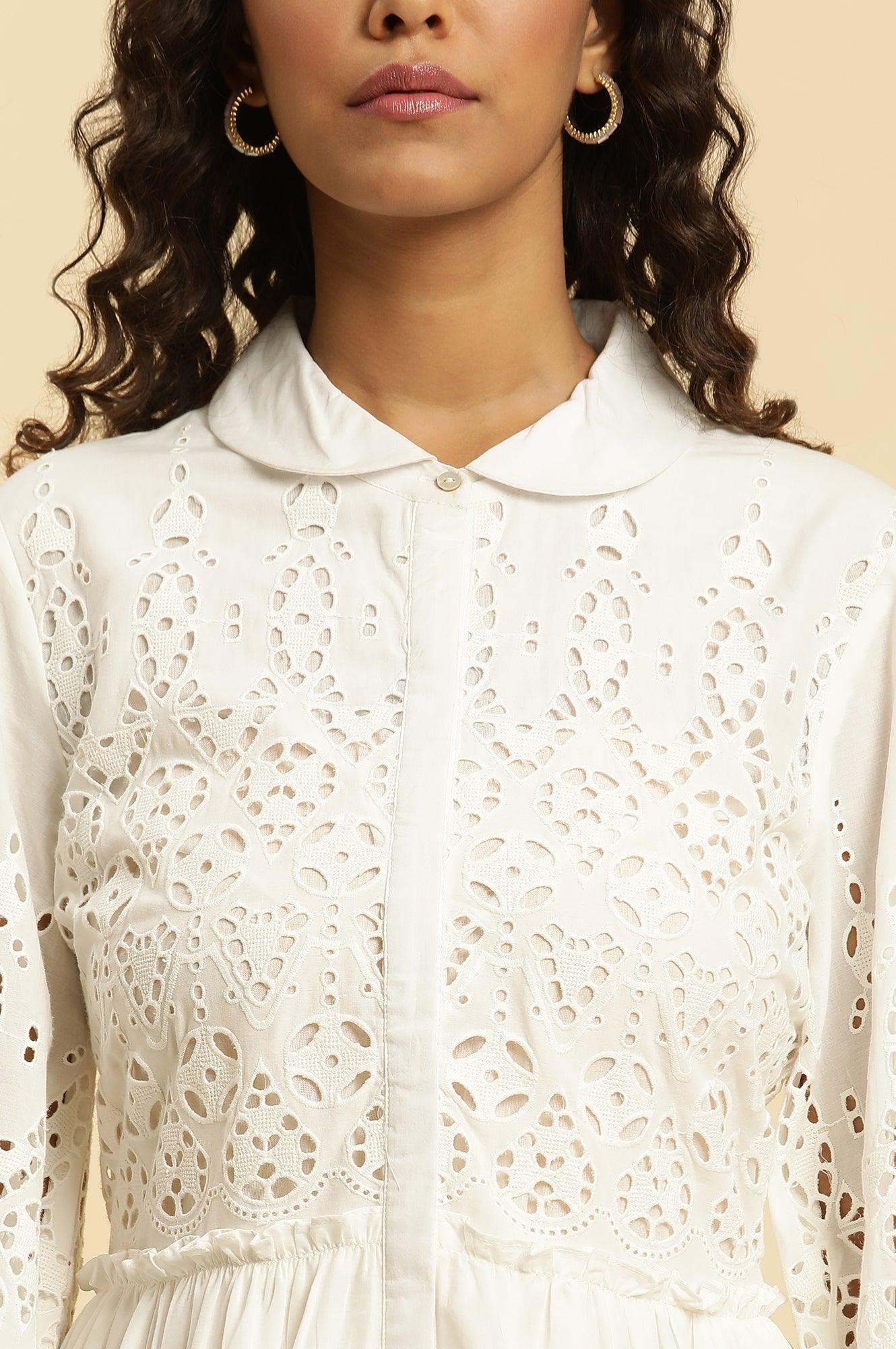 W for Woman Ecru Schiffli Western Dress