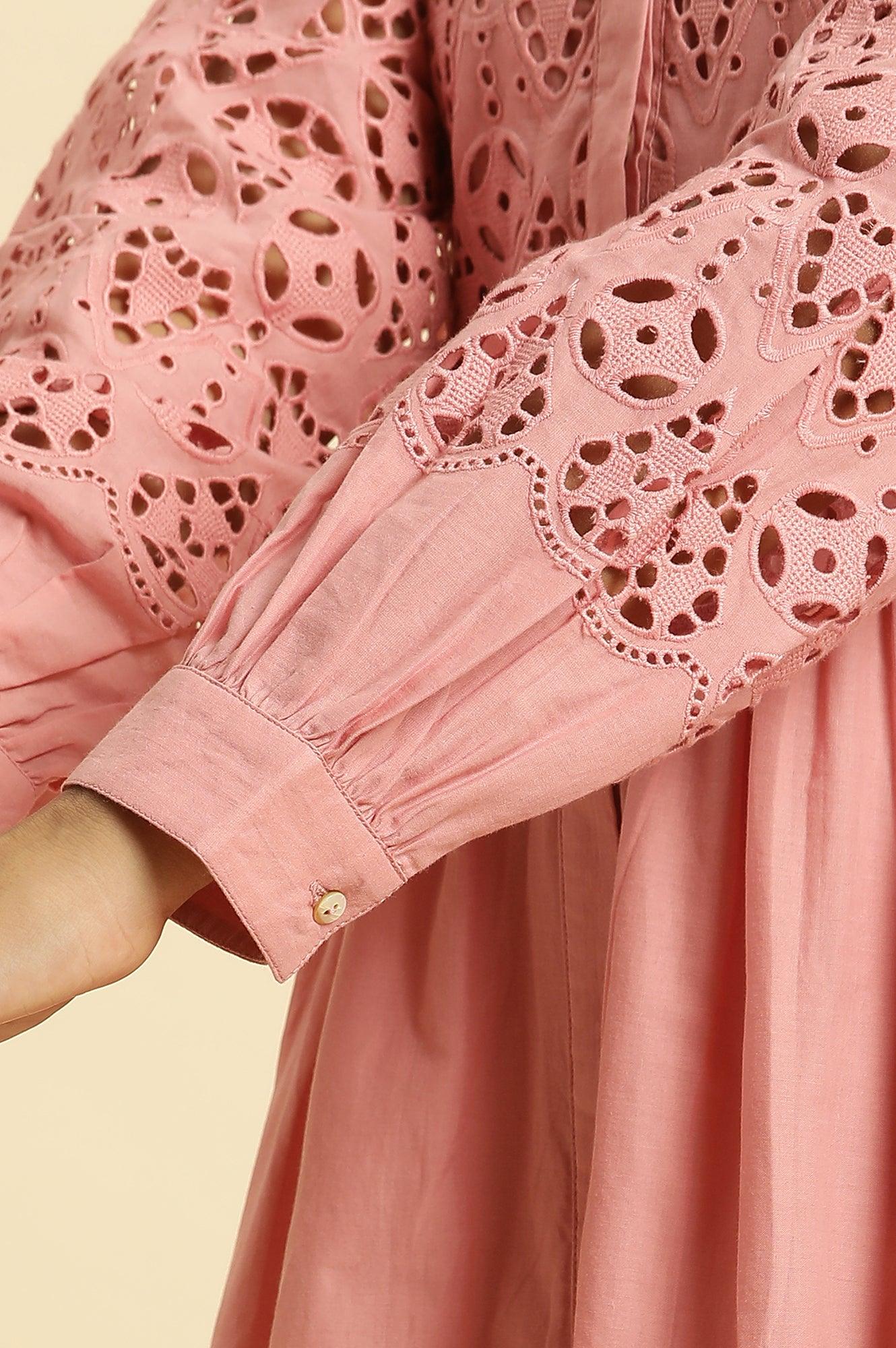 W for Woman Pink Schiffli Western Shirt Dress