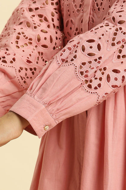 W for Woman Pink Schiffli Western Shirt Dress