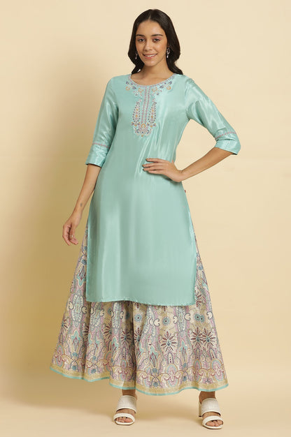 W for Woman Bright Blue Embroidered Kurta