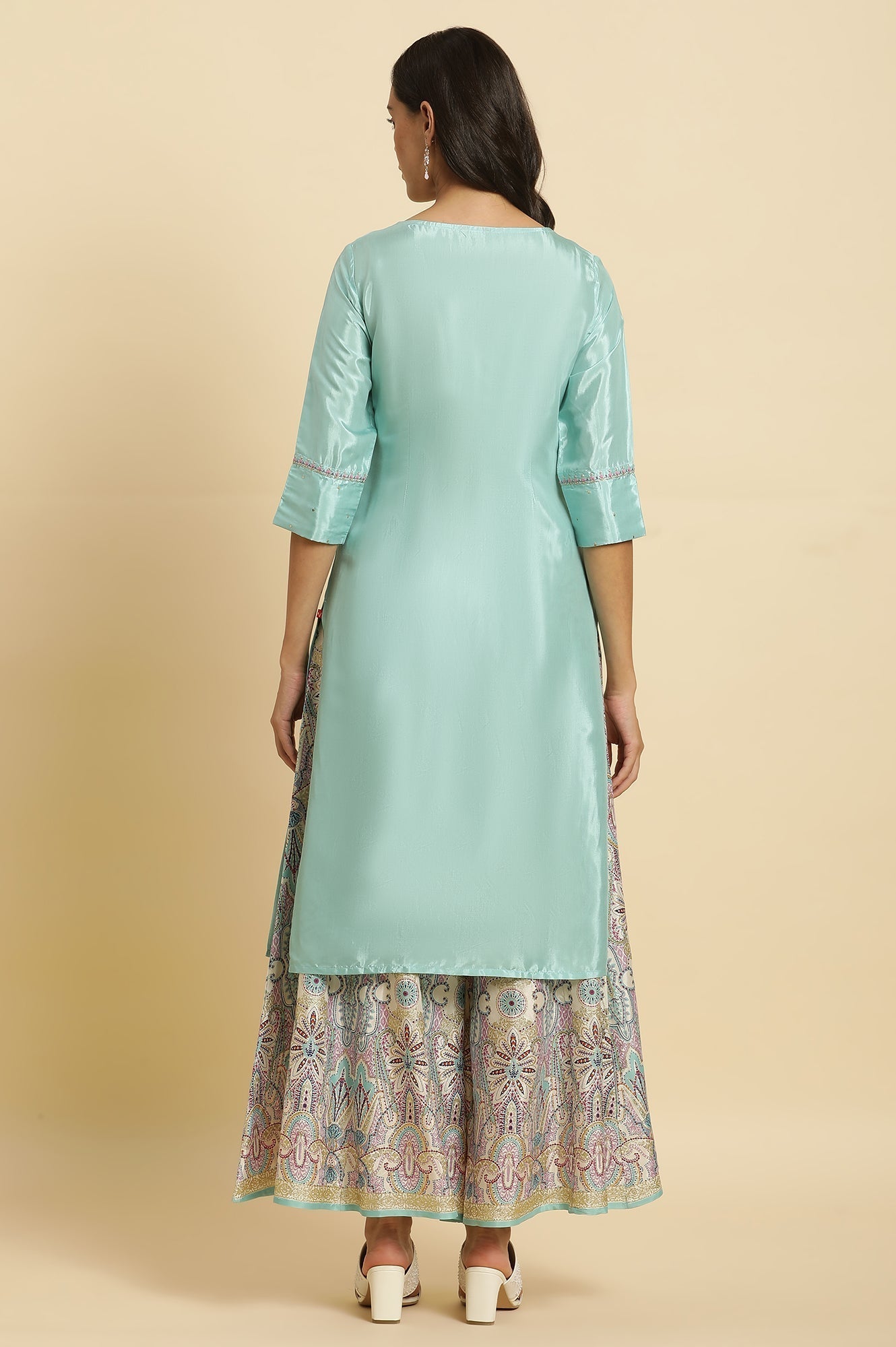 W for Woman Bright Blue Embroidered Kurta