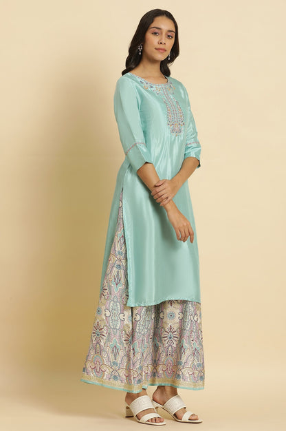 W for Woman Bright Blue Embroidered Kurta