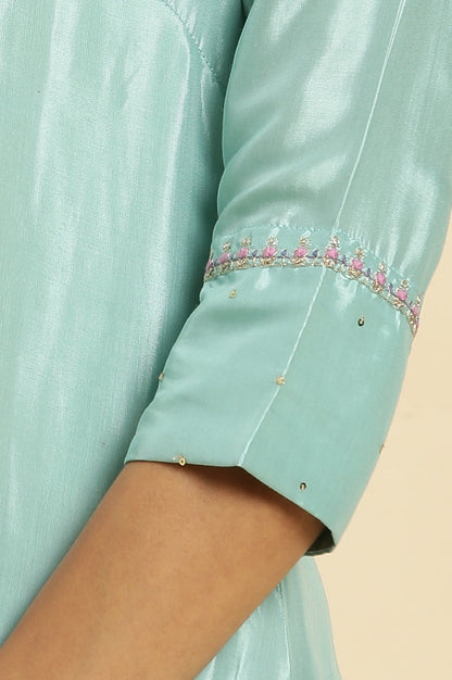 W for Woman Bright Blue Embroidered Kurta