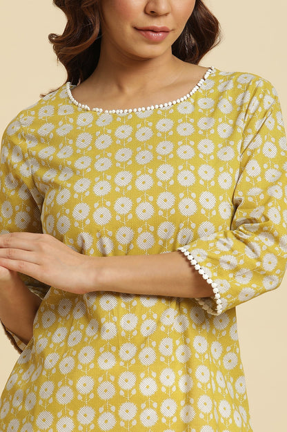 W for Woman Yellow Abstract Printed Straight Kurta