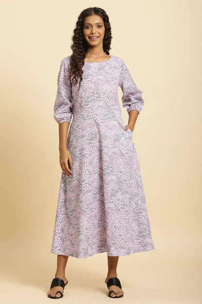 W for Woman Purple Floral Printed Flared Long Dress