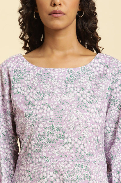 W for Woman Purple Floral Printed Flared Long Dress