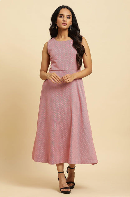 W for Woman Pink Cotton Dobby Stripe Dress