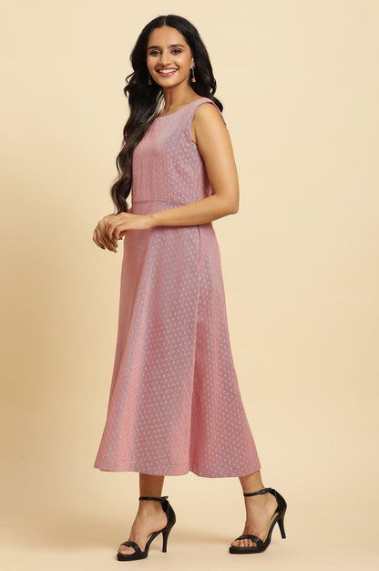 W for Woman Pink Cotton Dobby Stripe Dress