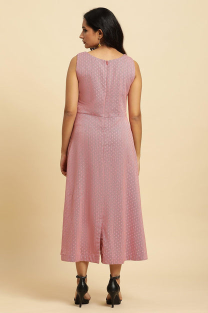 W for Woman Pink Cotton Dobby Stripe Dress