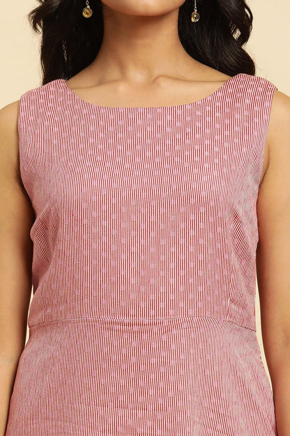 W for Woman Pink Cotton Dobby Stripe Dress