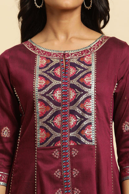W for Woman Purple Embroidered Flared Kurta
