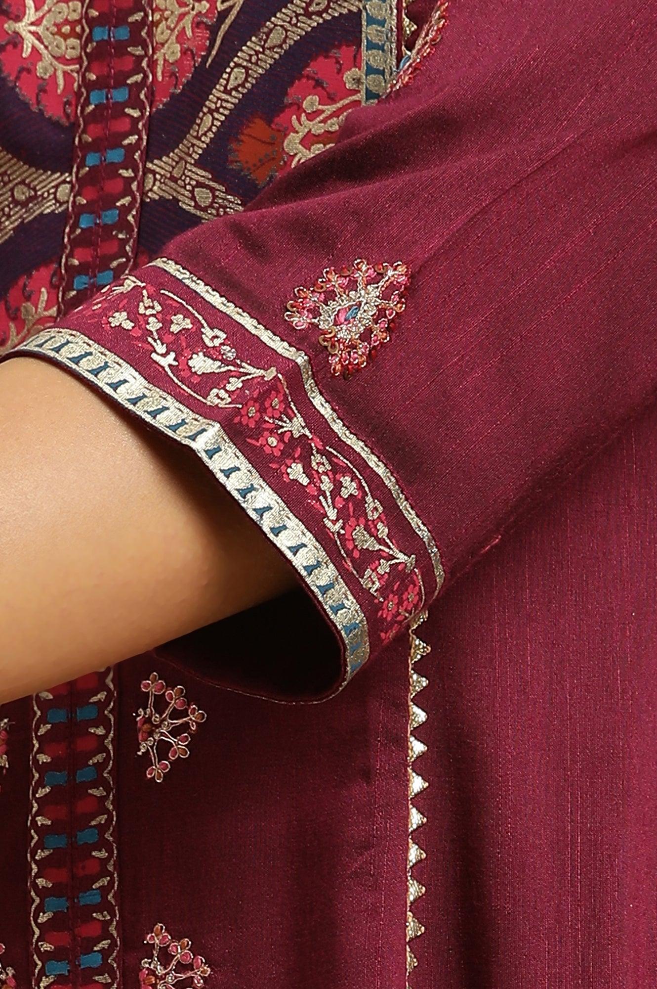 W for Woman Purple Embroidered Flared Kurta