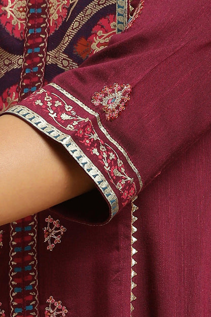 W for Woman Purple Embroidered Flared Kurta