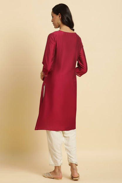 W for Woman Magenta Embroidered Festive Kurta