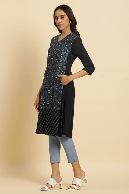 W for Woman Blue Suzani Motif Dobby Kurta
