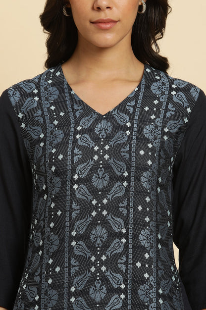 W for Woman Blue Suzani Motif Dobby Kurta