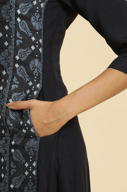W for Woman Blue Suzani Motif Dobby Kurta
