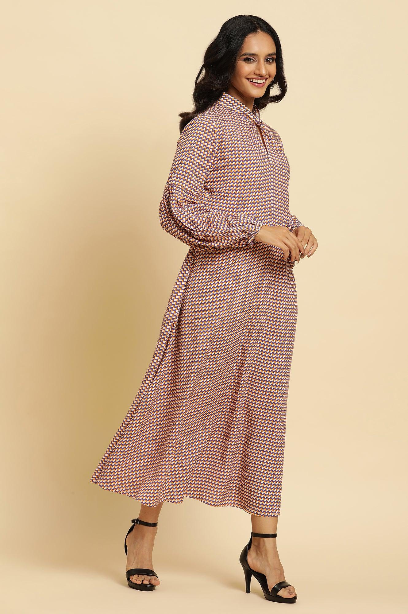 W for Woman Multi-Coloured A-Line Geometric Printed Dress