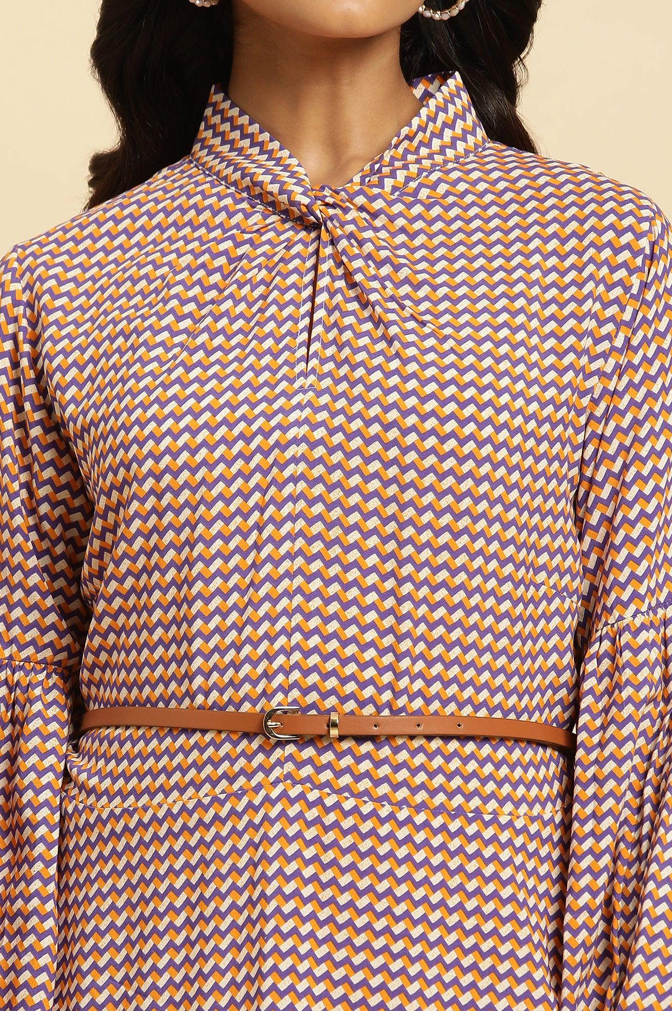 W for Woman Multi-Coloured A-Line Geometric Printed Dress