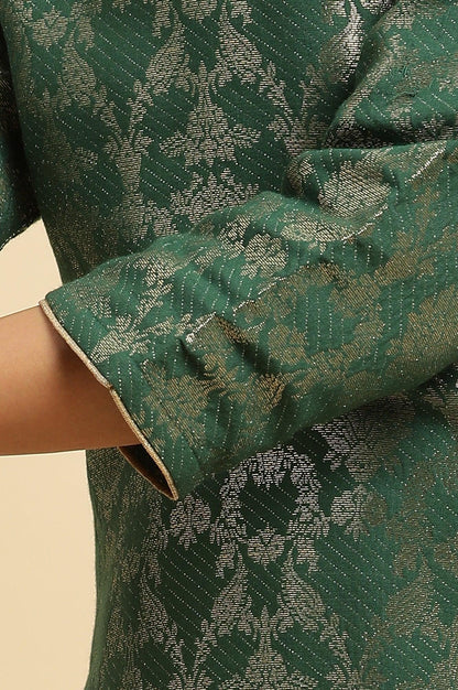 W for Woman Green Rayon Jacquard Festive Kurta