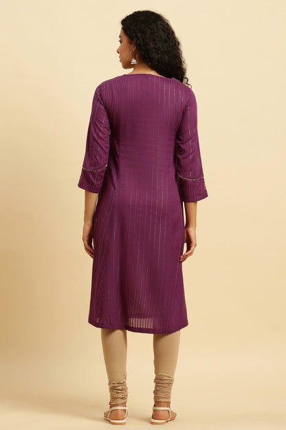W for Woman Purple Embroidered Heavy Festive Kurta