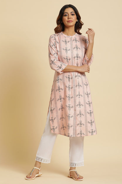 W for Woman Pink Geometric Print Shirt Kurta