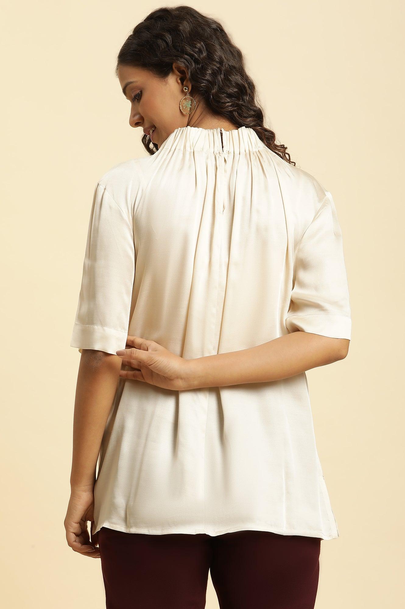 W for Woman Ecru Satin Western Top