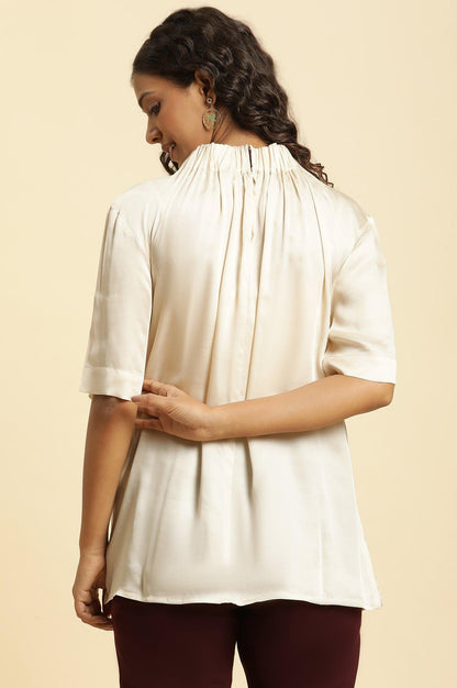 W for Woman Ecru Satin Western Top