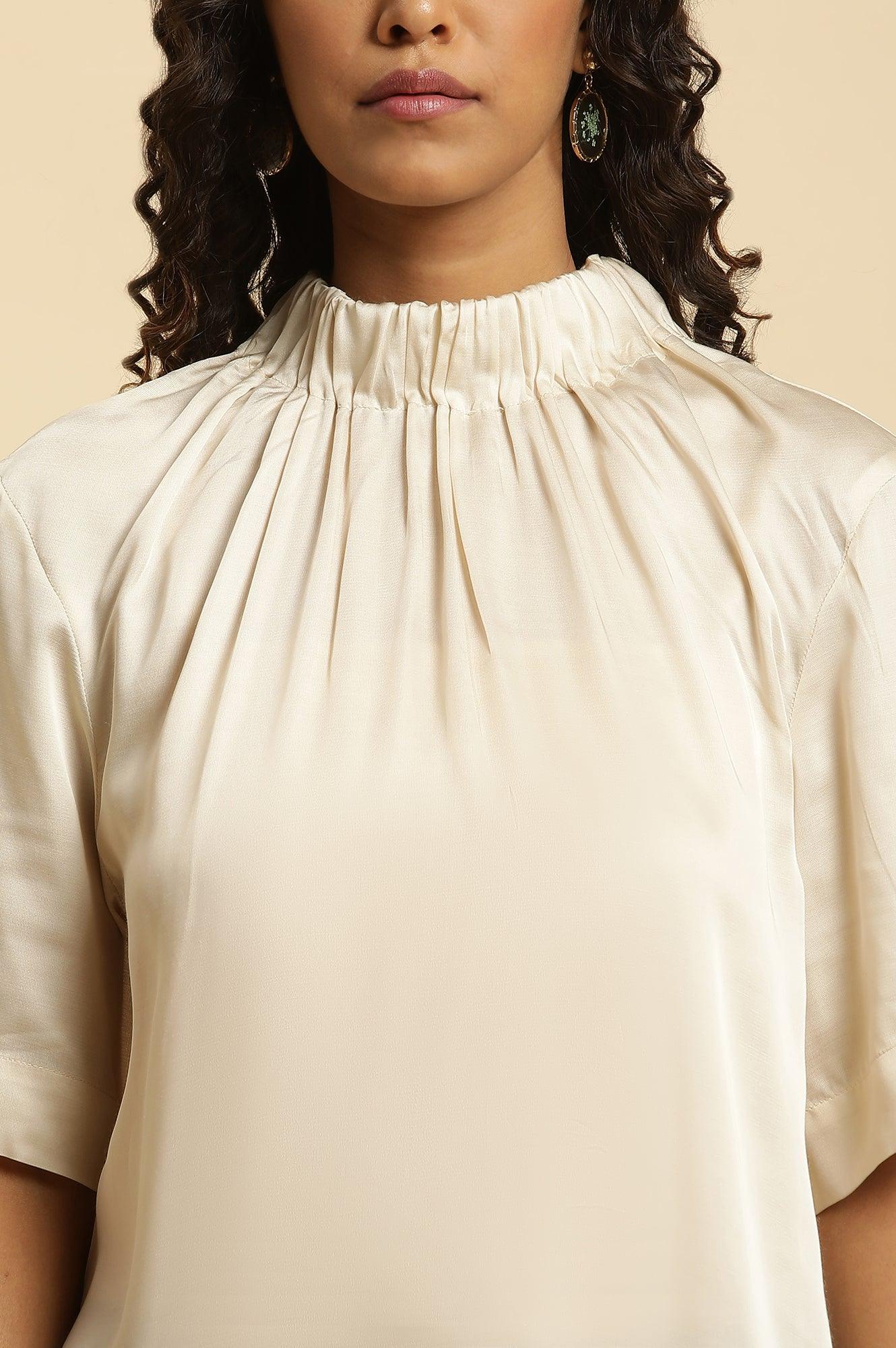 W for Woman Ecru Satin Western Top