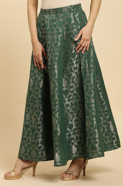 W for Woman Dark Green Jacquard Flared Skirt