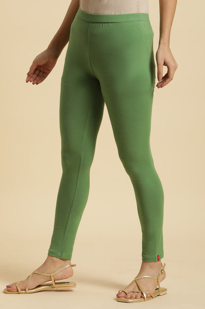 W for Woman Olive Green Cotton Jersey Lycra Tights
