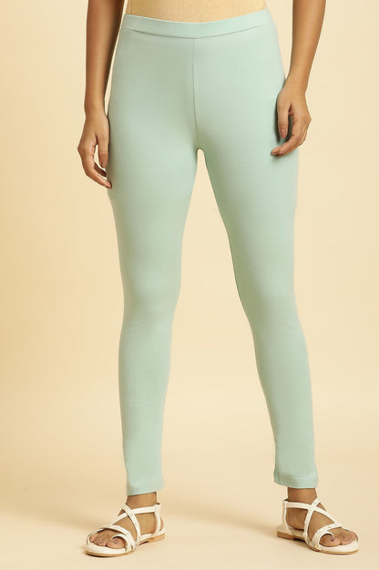 W for Woman Mint Blue Knitted Solid Tights