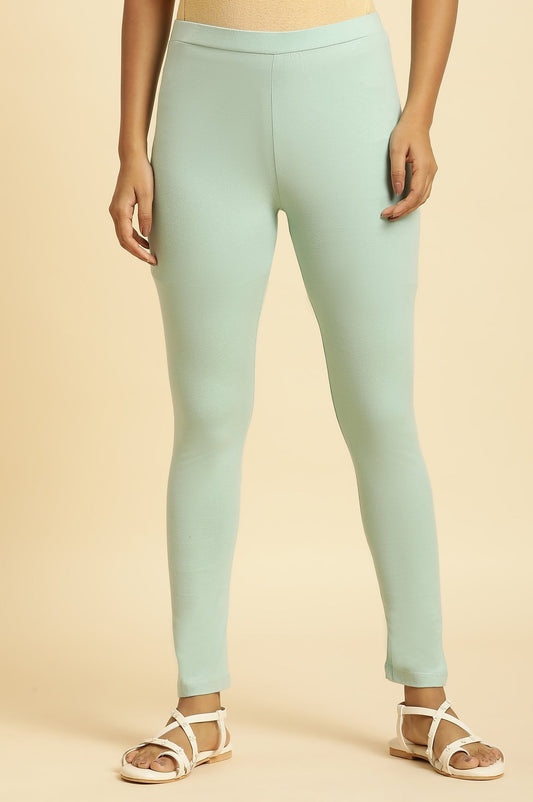 W for Woman Mint Blue Knitted Solid Tights