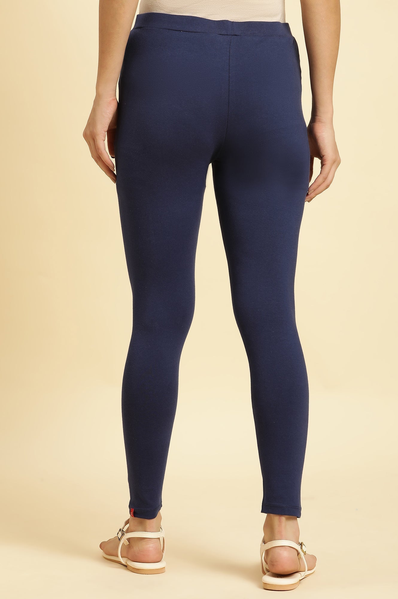 W for Woman Ink Blue Cotton Jersey Lycra Tights