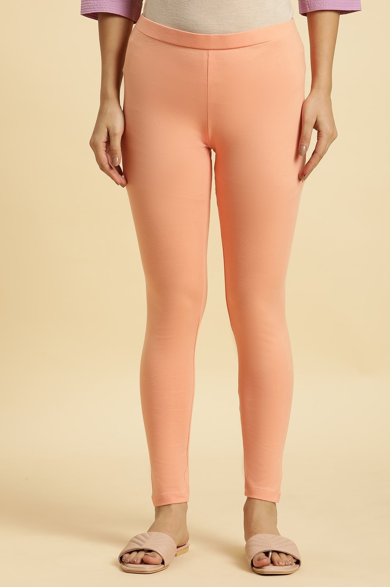W for Woman Coral Cotton Jersey Lycra Tights