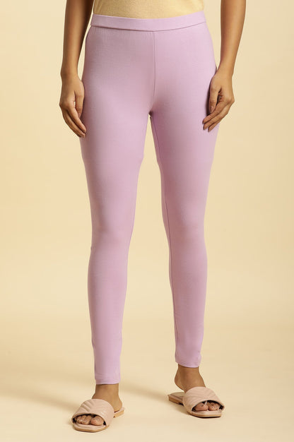W for Woman Lavender Purple Knitted Cotton Lycra Tights