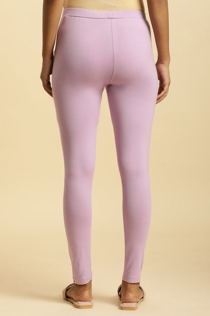 W for Woman Lavender Purple Knitted Cotton Lycra Tights