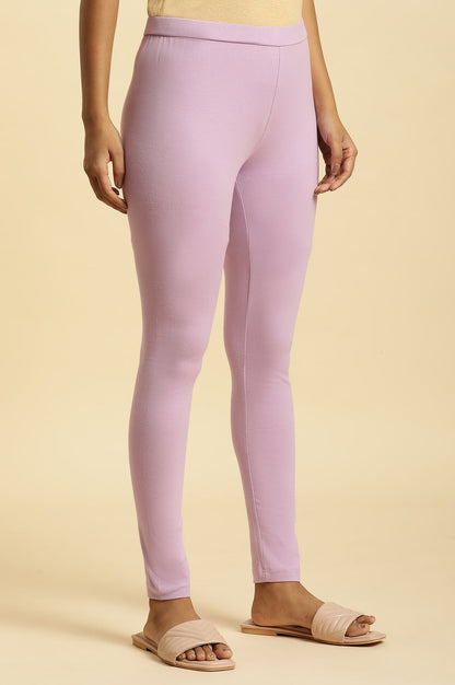 W for Woman Lavender Purple Knitted Cotton Lycra Tights